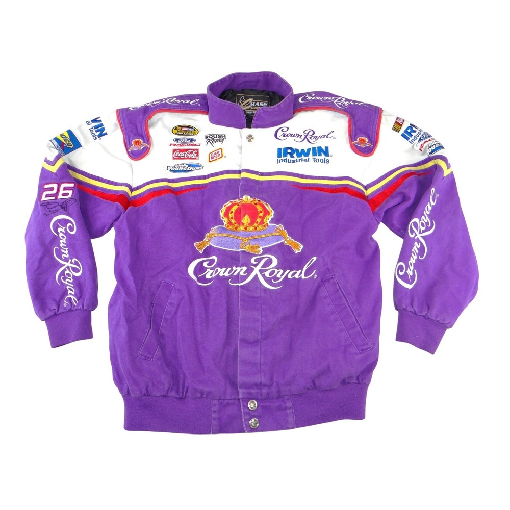 Chase Authentics Crown‎ Royal Roush Racing NASCAR Jacket Jamie McMurray Purple L